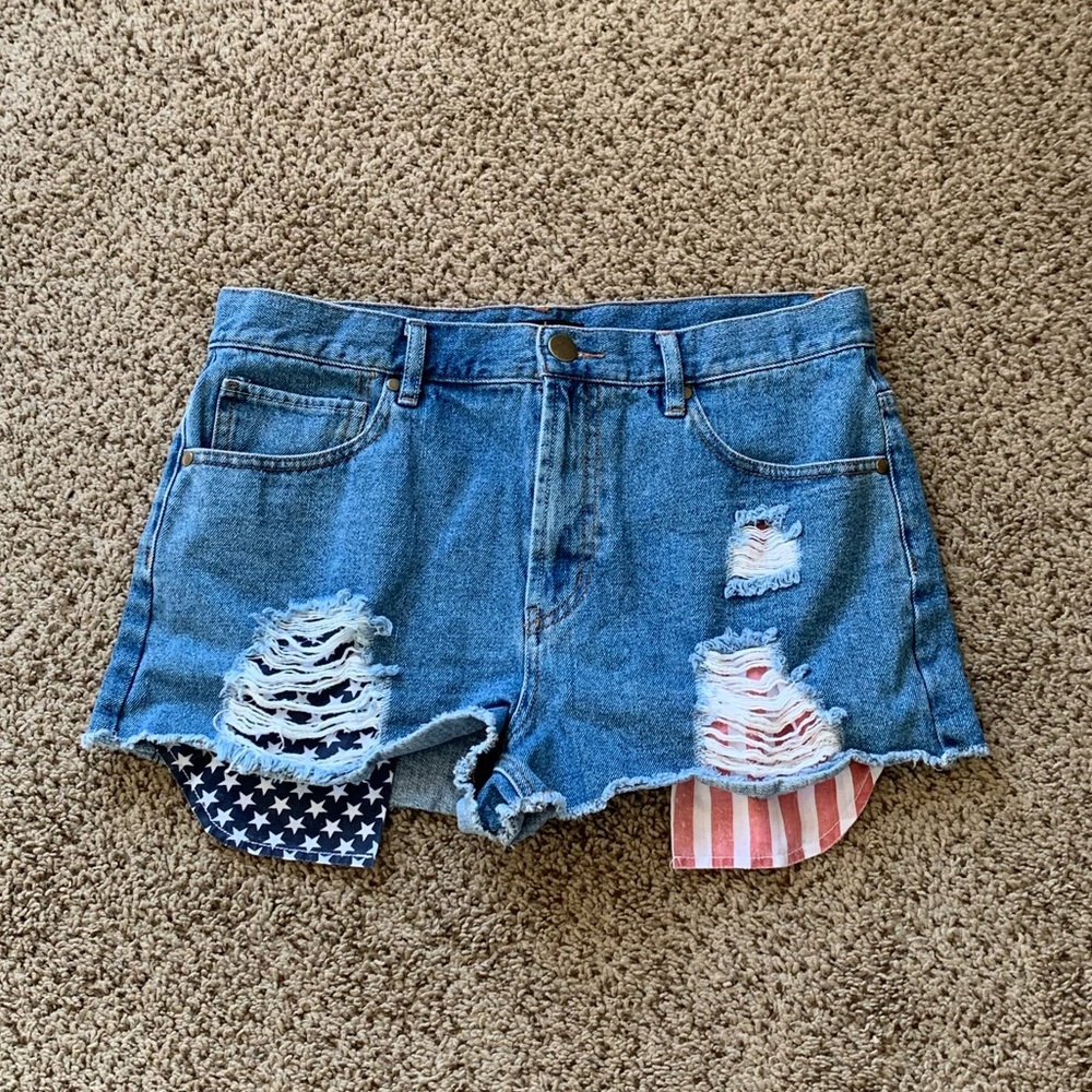 American flag jean shorts